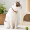 Cute Woven Cat Collar with Bell, Adjustable Stylish Neck Accessory for Cats & Kittens