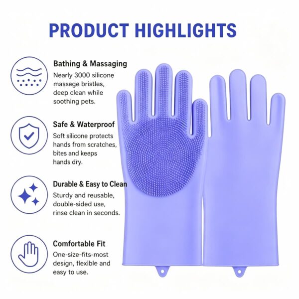 daily-care-cleaning-1-5 Soft Silicone Dog Cat Bath Massage Glove Brush Pet Grooming Cleaning Mitt