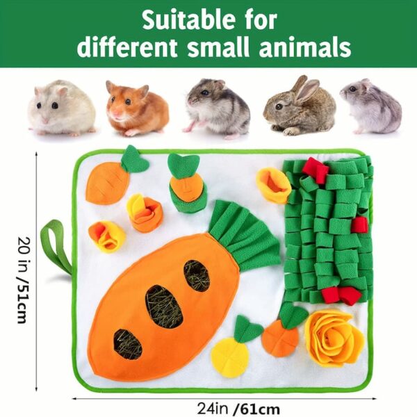 Non-Slip Foraging Mat, Carrot Snuffle Toy for Small Pets Rabbits Hamsters Guinea Pigs
