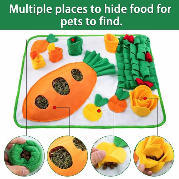 Non-Slip Foraging Mat, Carrot Snuffle Toy for Small Pets Rabbits Hamsters Guinea Pigs