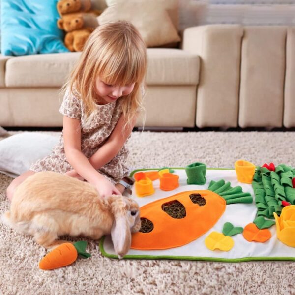 Non-Slip Foraging Mat, Carrot Snuffle Toy for Small Pets Rabbits Hamsters Guinea Pigs