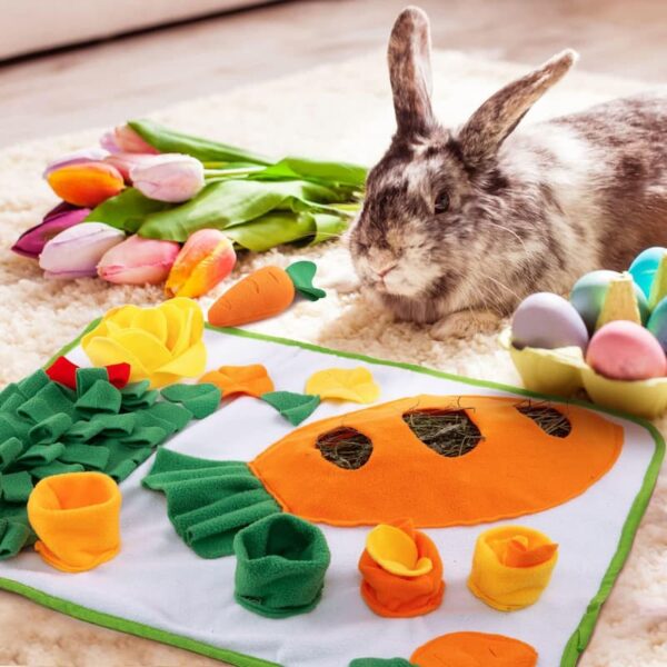 Non-Slip Foraging Mat, Carrot Snuffle Toy for Small Pets Rabbits Hamsters Guinea Pigs