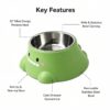 Dinosaur Stainless Steel Cat Dog Bowl 15° Tilt Neck Protection Anti-Slip Anti-Spill Pet Feeding Water Bowl