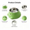 Dinosaur Stainless Steel Cat Dog Bowl 15° Tilt Neck Protection Anti-Slip Anti-Spill Pet Feeding Water Bowl