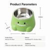 Dinosaur Stainless Steel Cat Dog Bowl 15° Tilt Neck Protection Anti-Slip Anti-Spill Pet Feeding Water Bowl