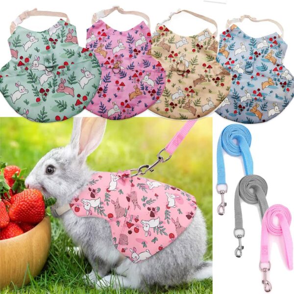 Rabbit Harness and Leash Set, Cute Vest for Small Pets, Adjustable & Escape-Proof