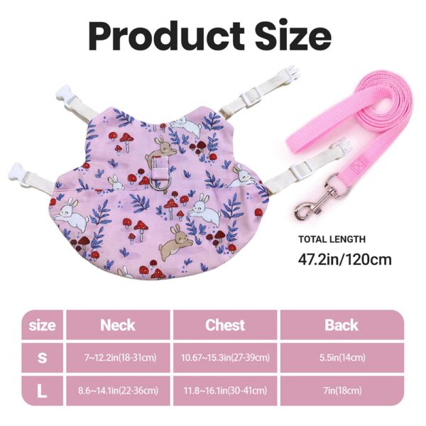 Rabbit Harness and Leash Set, Cute Vest for Small Pets, Adjustable & Escape-Proof