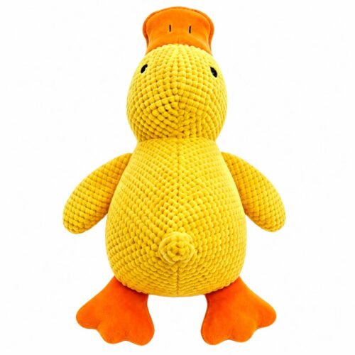 pet-toys-1-1 Squeaky Yellow Duck Dog Toy, Durable Chew Resistant Plush Teething Toy for Small and Large Breeds