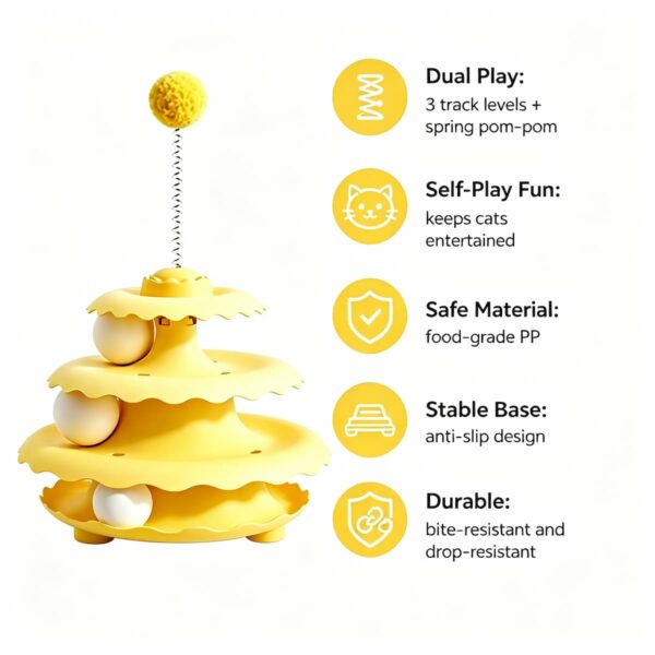 Three-layer Three-ball Cat Turntable Cat Toy, Interactive Self-entertainment Toy for Cats