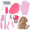 Rabbit Grooming Kit, 8-in-1 Care Set with Nail Clippers, Brushes for All Kinds of Small Pets