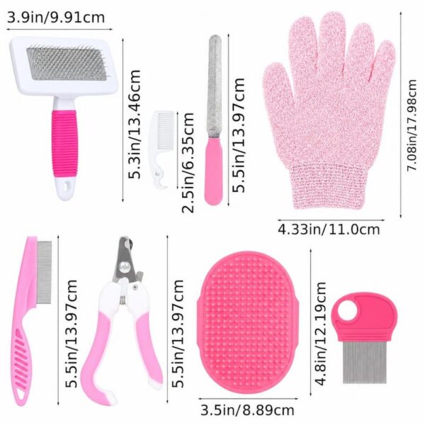Rabbit Grooming Kit, 8-in-1 Care Set with Nail Clippers, Brushes for All Kinds of Small Pets