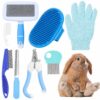 Rabbit Grooming Kit, 8-in-1 Care Set with Nail Clippers, Brushes for All Kinds of Small Pets
