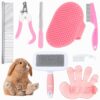 Rabbit Grooming Kit, 8-in-1 Care Set with Nail Clippers, Brushes for All Kinds of Small Pets