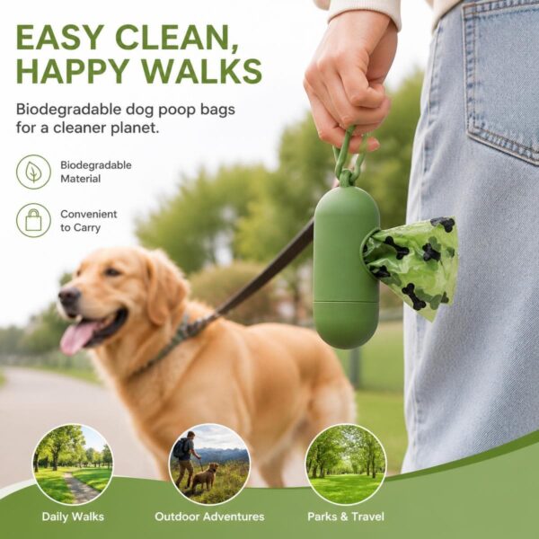 travel-outings-1-3 Portable Dog Poop Bag Dispenser, Leash Clip Pet Waste Bag Holder for Outdoor Walking