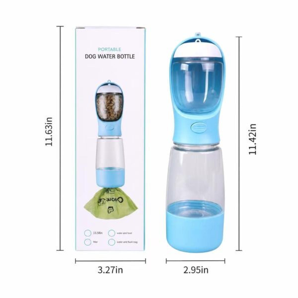 3-in-1 Portable Pet Water & Food Bottle with Poop Bag Dispenser for Dogs and Cats