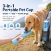 3-in-1 Portable Pet Water & Food Bottle with Poop Bag Dispenser for Dogs and Cats