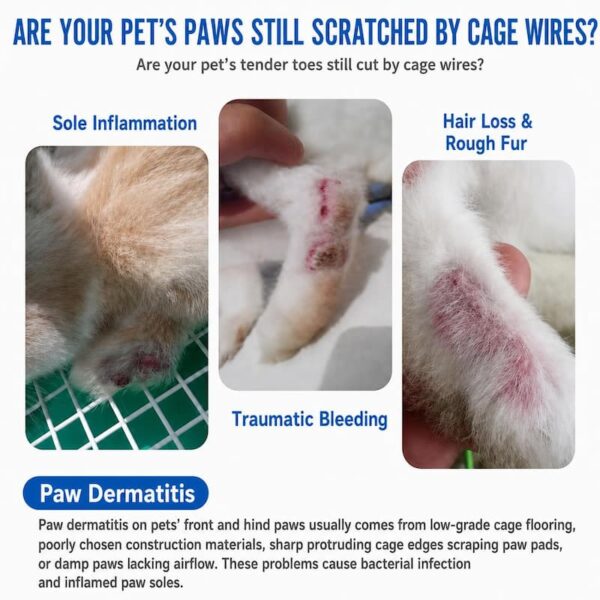Rabbit Cage Foot Pad, Fixable Plastic Grid Mat That Prevents Pet Pododermatitis & Paw Ulceration