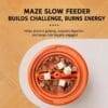 cat-dog-toys-31-4 duck slow feeder maze inner structure material close up orange maze barrier holding various kibble and freeze dried treats