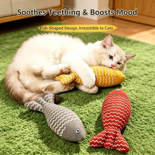 cat-toys-24-1 Cat Toy Linen Fish Shape Interactive Chew Toy with Natural Catnip for Indoor Cats