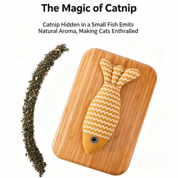 cat-toys-24-6 Cat Toy Linen Fish Shape Interactive Chew Toy with Natural Catnip for Indoor Cats