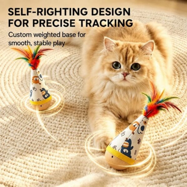 cat-toys-29-1 Cat Tumbler Toy Self-Righting Feather Wobble Toy, Bite Resistant Enrichment Toy for Indoor Cats