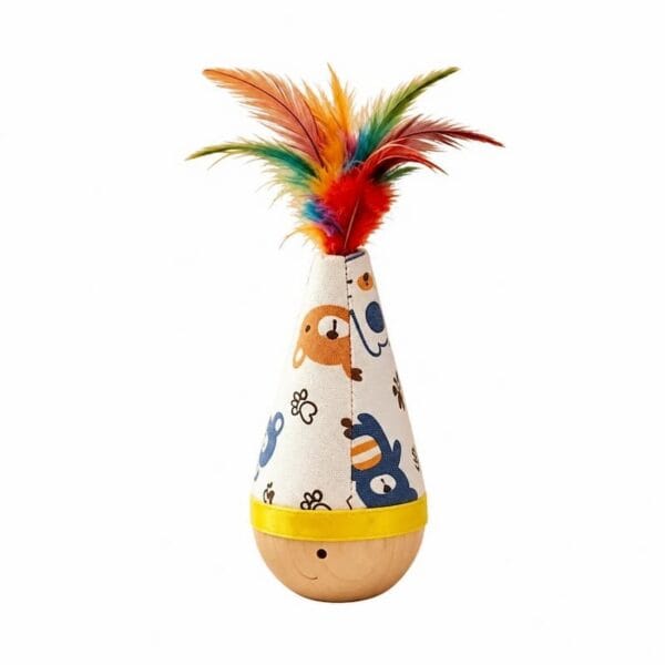 cat-toys-29-5 Cat Tumbler Toy Self-Righting Feather Wobble Toy, Bite Resistant Enrichment Toy for Indoor Cats