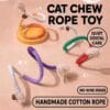 cat-toys-33-6 handmade cotton cat chew rope toy full product overall shot showing multiple loop rope toys with silver vine fruit no wire inside quiet dental chew design