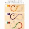 cat-toys-33-9 three pack silver vine cat chew rope full product overall shot showing three two tone colored 60 cm braided toys with tassels and fruit ornaments