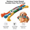 dog-toys-22-4 Dog Toy, Rainbow Candy Shaped Squeaky Rope Toy for Teeth & Interactive Play