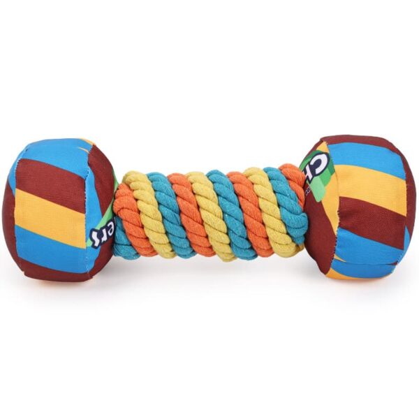 dog-toys-22-9 Dog Toy, Rainbow Candy Shaped Squeaky Rope Toy for Teeth & Interactive Play