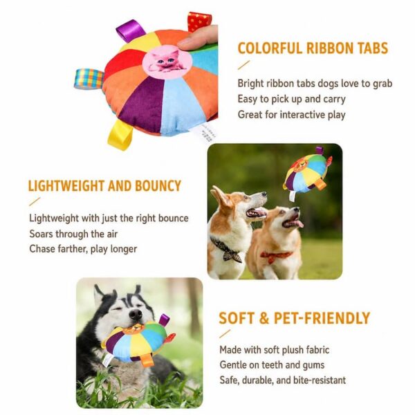 dog-toys-25-6 Dog Flying Disc Toy, Soft Squeaky Interactive Plush Fetch Toy for Small Medium Dogs