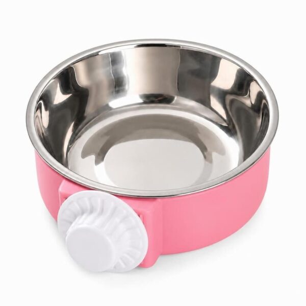 Hanging Stainless Steel Anti-Spill Pet Bowl, Cage Mount Food Water Dish for Dogs Cats Rabbits