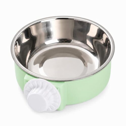 Hanging Stainless Steel Anti-Spill Pet Bowl, Cage Mount Food Water Dish for Dogs Cats Rabbits
