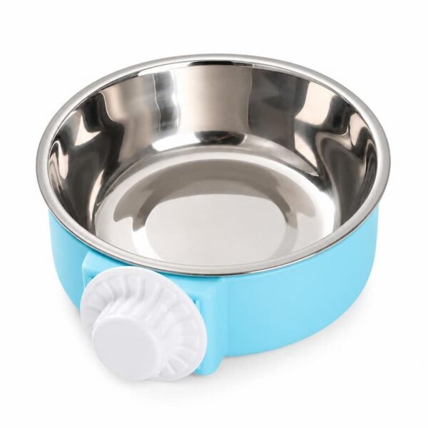 Hanging Stainless Steel Anti-Spill Pet Bowl, Cage Mount Food Water Dish for Dogs Cats Rabbits