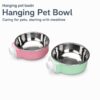 Hanging Stainless Steel Anti-Spill Pet Bowl, Cage Mount Food Water Dish for Dogs Cats Rabbits