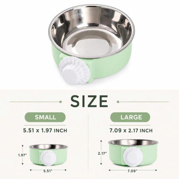 Hanging Stainless Steel Anti-Spill Pet Bowl, Cage Mount Food Water Dish for Dogs Cats Rabbits
