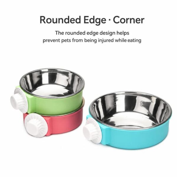 Hanging Stainless Steel Anti-Spill Pet Bowl, Cage Mount Food Water Dish for Dogs Cats Rabbits