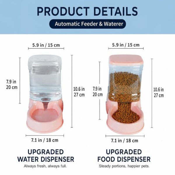 3.5L Auto Pet Feeder & Water Dispenser, Non-Slip ABS Bowl for Dogs, Cats & Pets