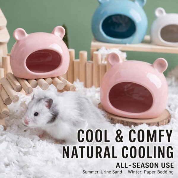 Hamster & Sugar Glider Cartoon Ceramic Cooling Hideout Nest, Summer Chill Ice House for Small Pets