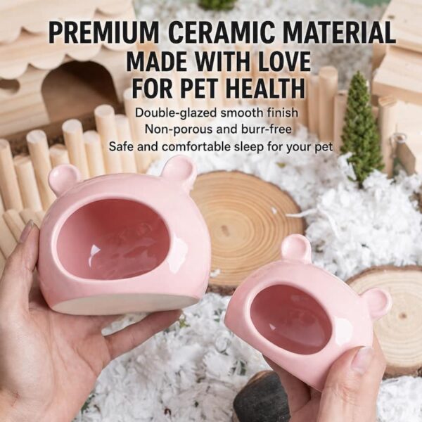 Hamster & Sugar Glider Cartoon Ceramic Cooling Hideout Nest, Summer Chill Ice House for Small Pets