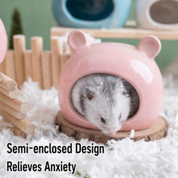 Hamster & Sugar Glider Cartoon Ceramic Cooling Hideout Nest, Summer Chill Ice House for Small Pets