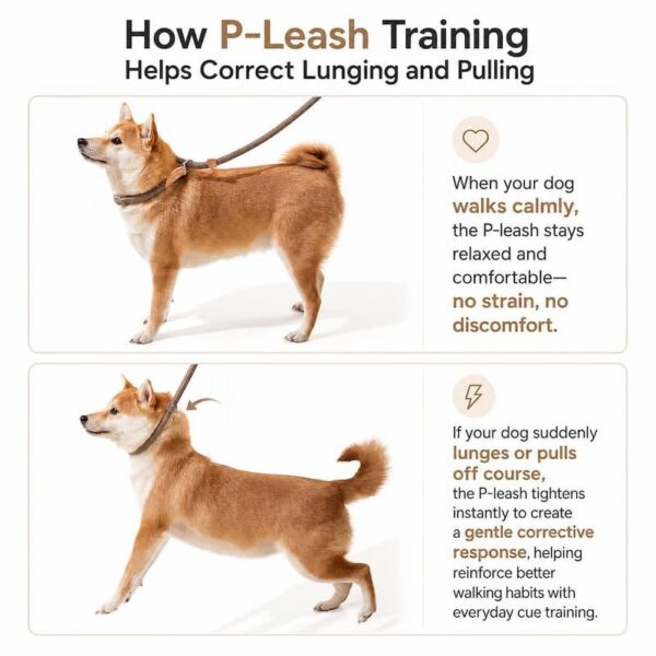 travel-outings-26-5 Dog Leash No Pull P-Leash Slip Lead, Anti-Lunge Adjustable Rope for Small Medium Large Dogs