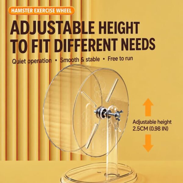 wheels-exercise-21-7 Hamster Exercise Wheel with Stand, Quiet Anti-Pinch Jog Wheel for Syrian & Dwarf Hamsters