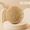 cat-toy-ball-40-3 natural color sisal rope cat toy ball full product shot on minimalist beige pedestal